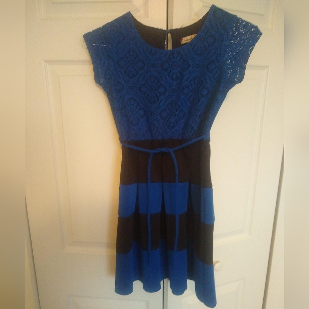 Navy Blue and Black Striped Dress